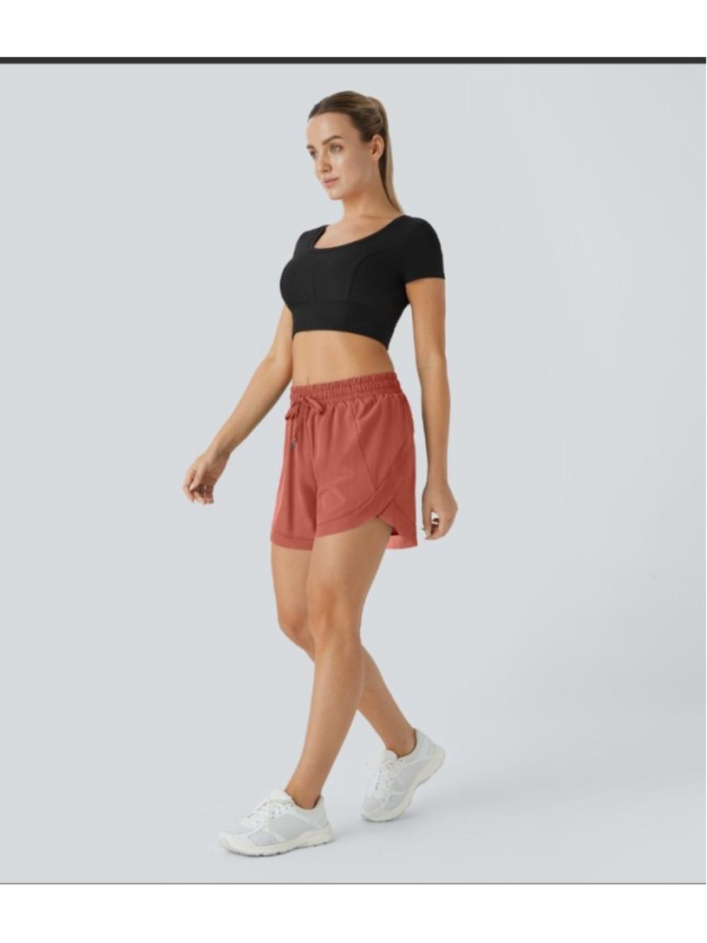 Halara Mid Rise Drawstring Contrast Mesh 2-in-1 Flowy Running Shorts – Size 1X –